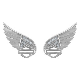 Orecchini Harley-Davidson® Wing Bar & Shield Post da donna, argento sterling