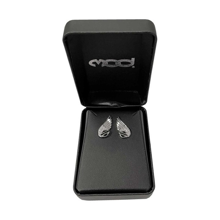 Orecchini Harley-Davidson® Wing Bar & Shield Post da donna, argento sterling