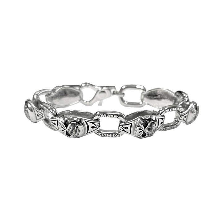 Bracciale da uomo Harley-Davidson® Skull Link in acciaio 9 pollici