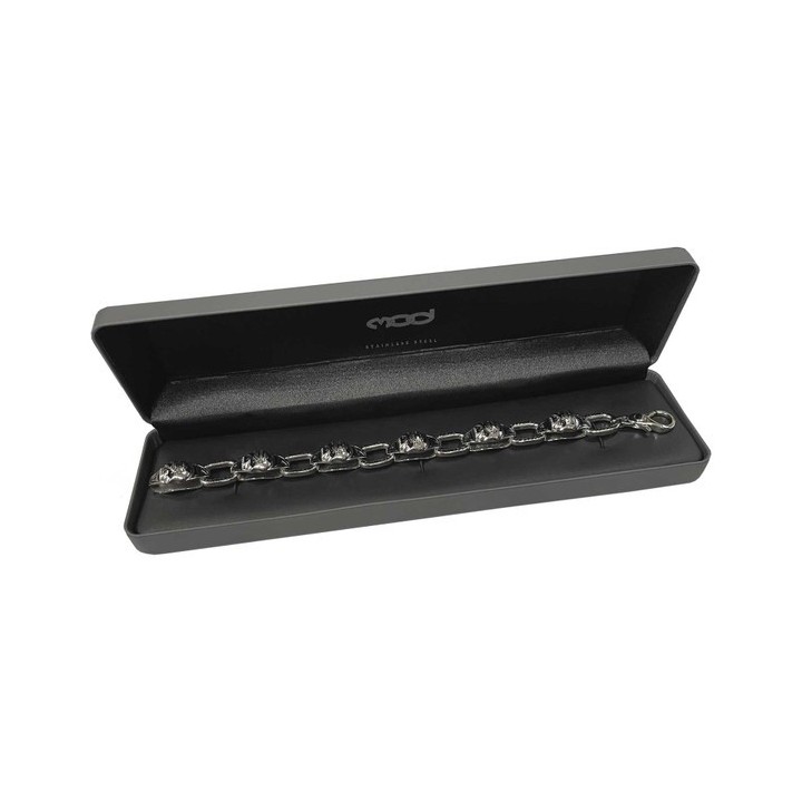 Bracciale da uomo Harley-Davidson® Skull Link in acciaio 9 pollici