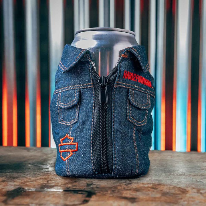 PORTA LATTINA RAFFREDDANTE IN DENIM PSICHEDELICO HD DEGLI ANNI '70
