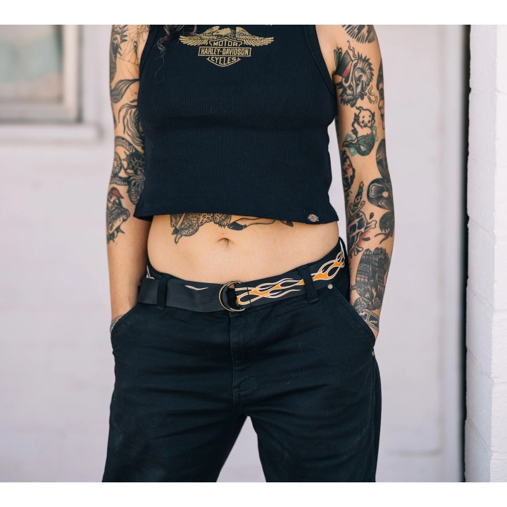 Women's Dickies x H-D Flex Fit Double Pocket Carpenter Pant with Flame Belt - Anthracite