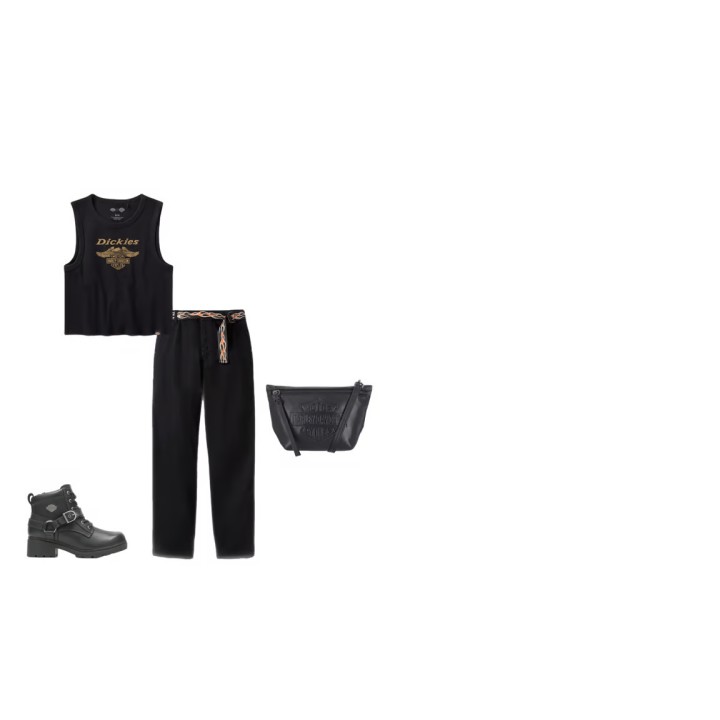 Women's Dickies x H-D Flex Fit Double Pocket Carpenter Pant with Flame Belt - Anthracite