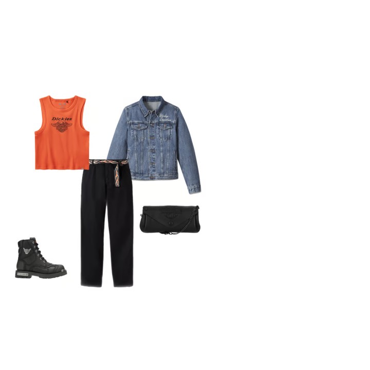 Women's Dickies x H-D Flex Fit Double Pocket Carpenter Pant with Flame Belt - Anthracite