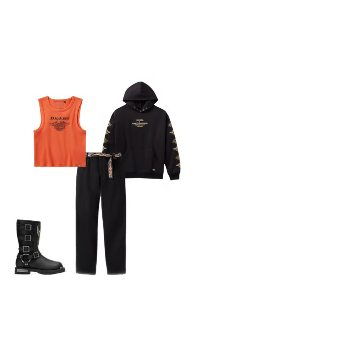 Women's Dickies x H-D Flex Fit Double Pocket Carpenter Pant with Flame Belt - Anthracite