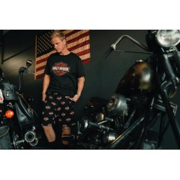 Pigiama da uomo Harley-Davidson® Shorts Bar & Shield Orange on Black