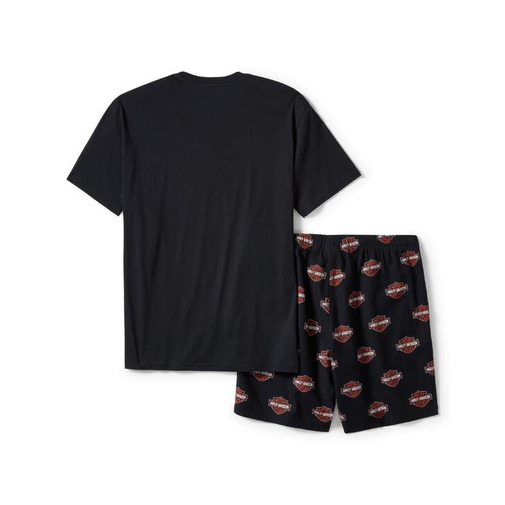 Pigiama da uomo Harley-Davidson® Shorts Bar & Shield Orange on Black