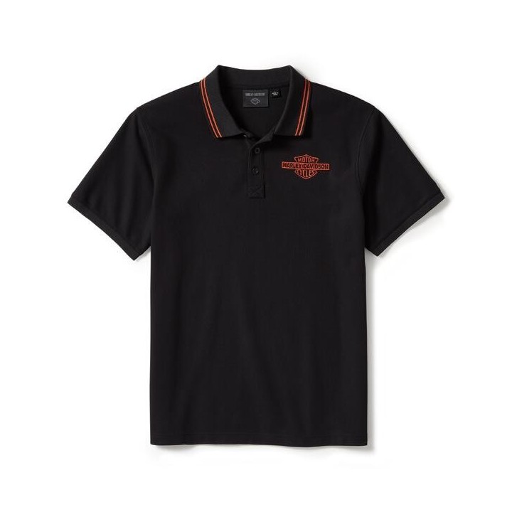 Polo Harley-Davidson® Bar & Shield Orange on Black