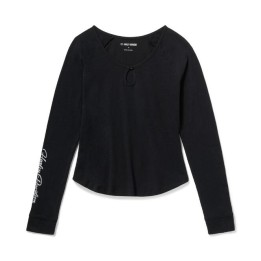 MAGLIA HENLEY KEYHOLE ESSENTIAL BLING-HARLEY BLACK