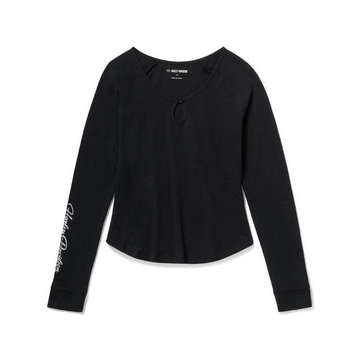 MAGLIA HENLEY KEYHOLE ESSENTIAL BLING-HARLEY BLACK