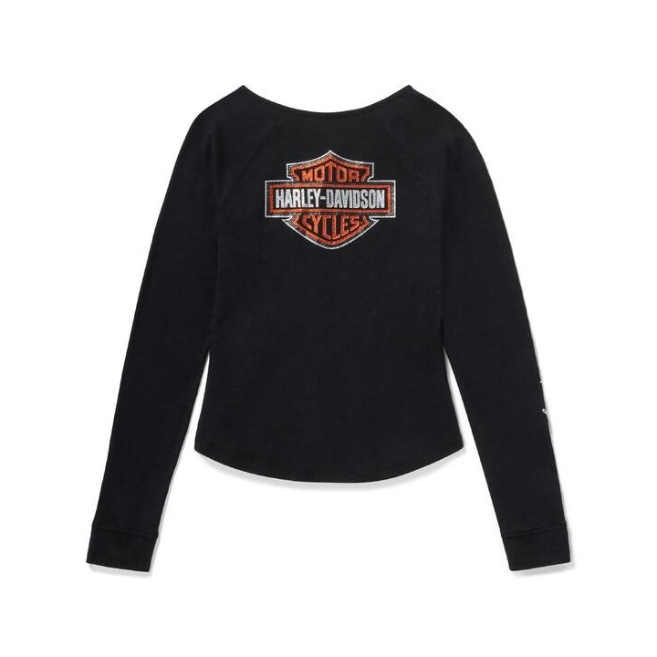 MAGLIA HENLEY KEYHOLE ESSENTIAL BLING-HARLEY BLACK