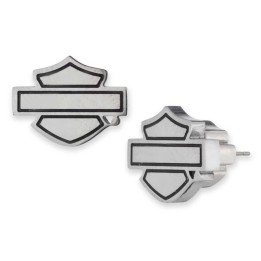 Orecchini a bottone con logo Harley-Davidson® Bar & Shield da 11 mm, in acciaio inossidabile