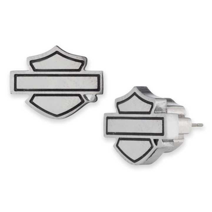 Orecchini a bottone con logo Harley-Davidson® Bar & Shield da 11 mm, in acciaio inossidabile