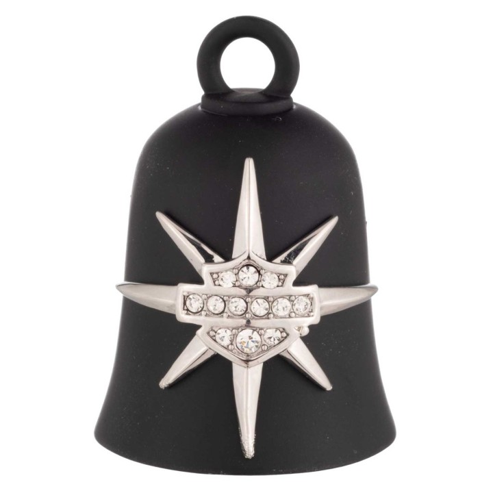 Campanella Harley-Davidson® Bling Bar & Shield con logo a stella, finitura nera