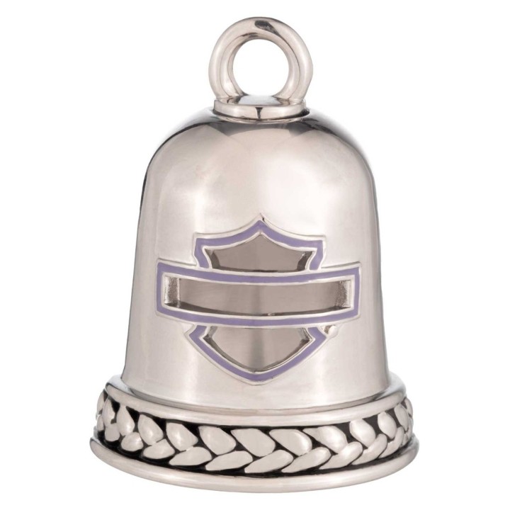 Campanella da viaggio Harley-Davidson® Cutout Bar & Shield con corda intrecciata, finitura argento