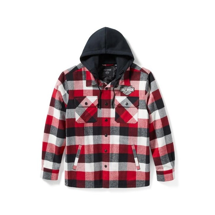 Giacca con cappuccio Harley-Davidson Traveler a quadri rosso/nero
