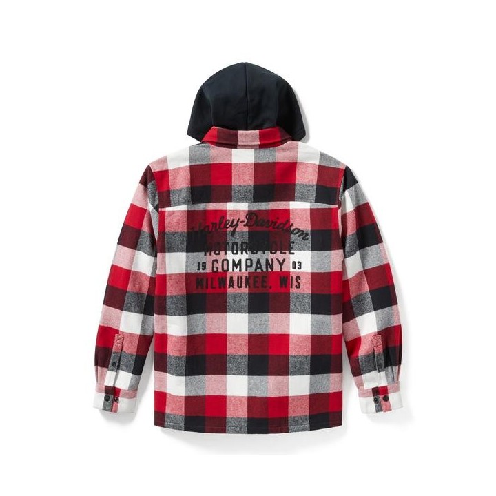 Giacca con cappuccio Harley-Davidson Traveler a quadri rosso/nero