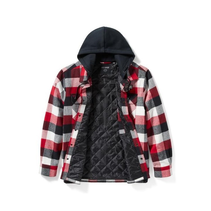 Giacca con cappuccio Harley-Davidson Traveler a quadri rosso/nero