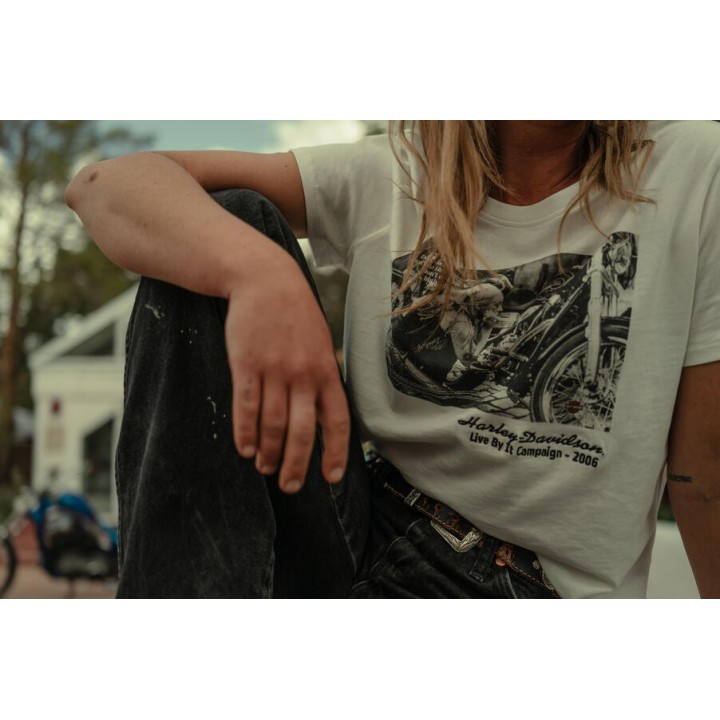 T-shirt da donna Harley-Davidson Archive Photo bianca