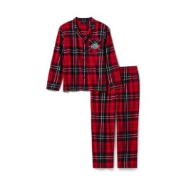 SET PAJAMA IN TARTAN ROSSO/NERO CON LOGO BAR & SHIELD