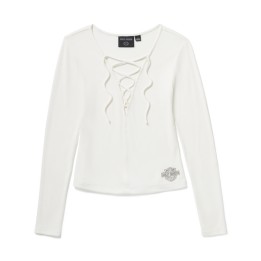 Top Lace Up a maniche lunghe - Cloud Dancer