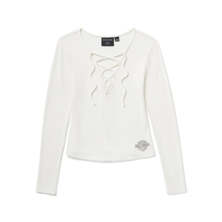 Top Lace Up a maniche lunghe - Cloud Dancer