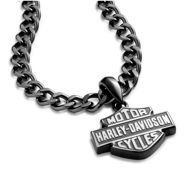 Collana da uomo Harley-Davidson con ciondolo a forma di Bar & Shield, 24" in acciaio inossidabile