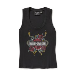 Canotta a coste Serpent Rose Bling - Harley Black