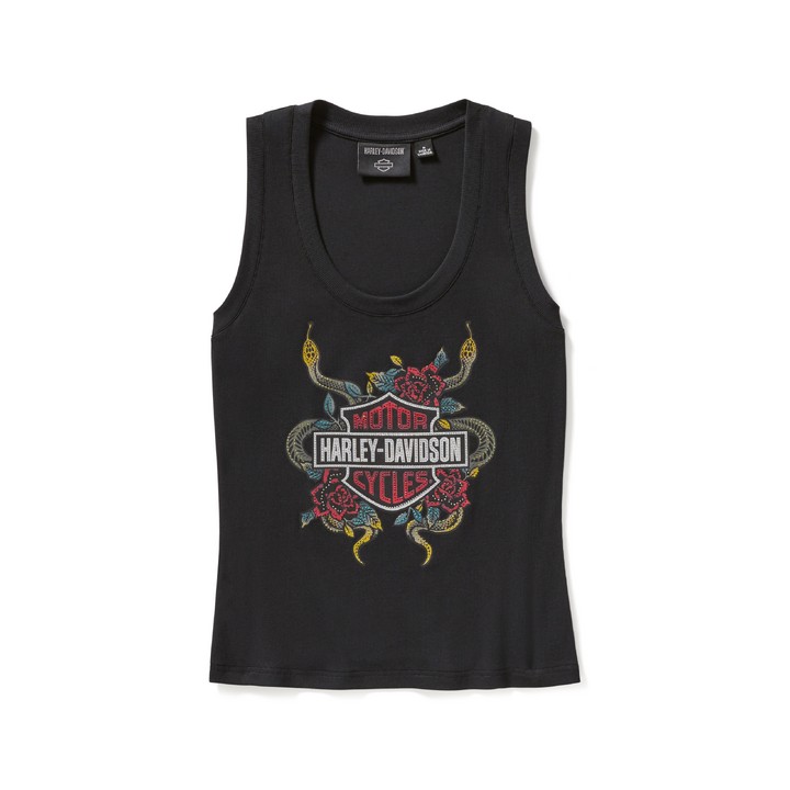 Canotta a coste Serpent Rose Bling - Harley Black