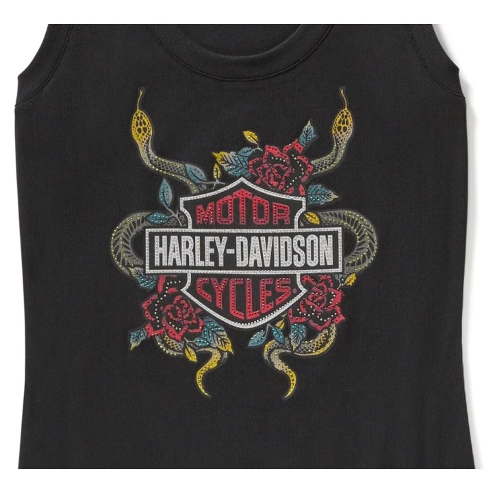 Canotta a coste Serpent Rose Bling - Harley Black
