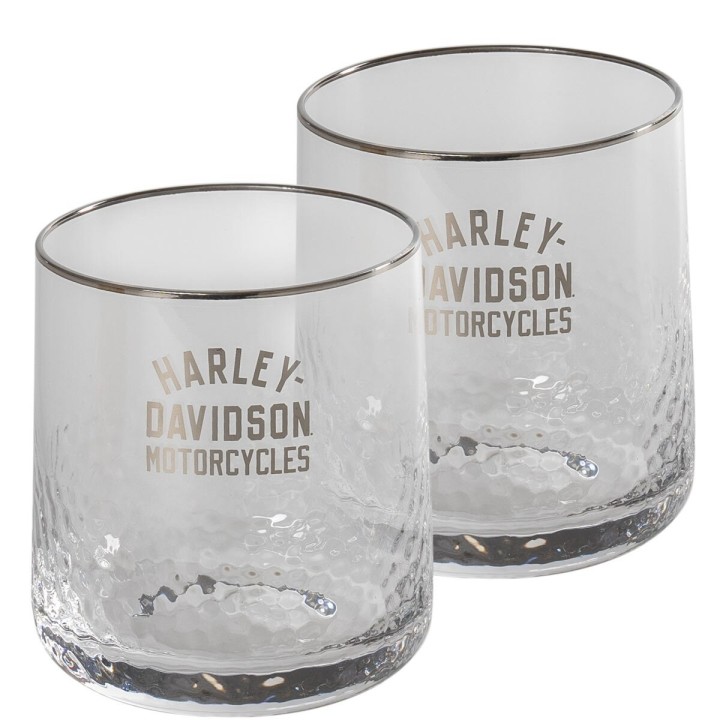 Set di due bicchieri Harley-Davidson® da 12 once con motivo Pebbled Double Old Fashion