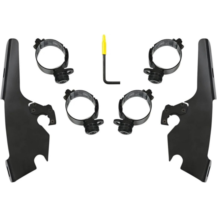 Kit di montaggio Trigger-Lock Memphis Shades per parabrezza Memphis Fats/Slim/Batwing in nero per modelli HD Softail (MEB2046)
