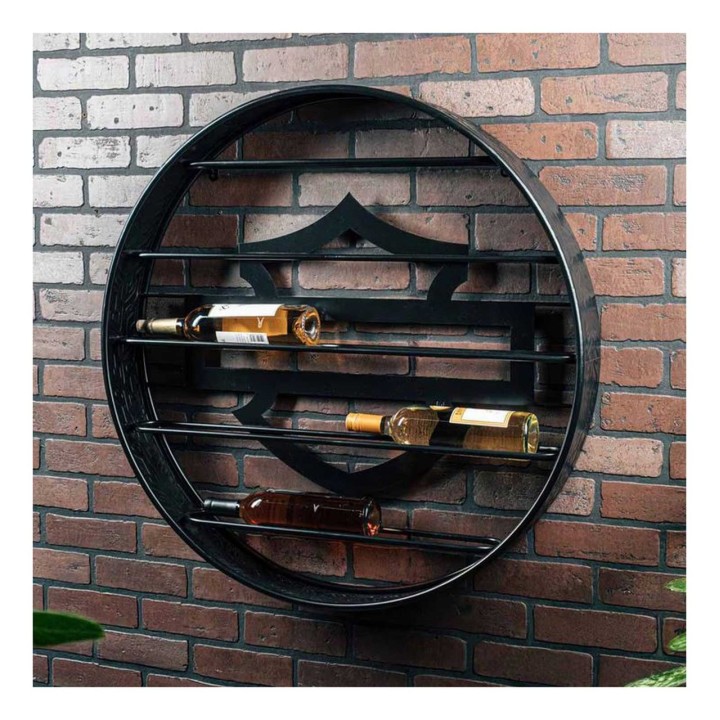 Portabottiglie in metallo con battistrada per pneumatici Harley-Davidson® Open Bar & Shield in rilievo, nero