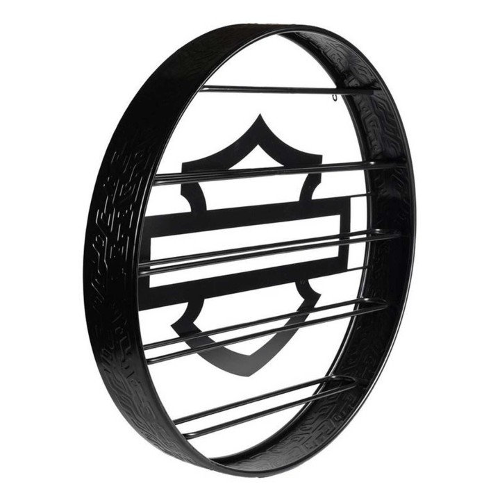 Portabottiglie in metallo con battistrada per pneumatici Harley-Davidson® Open Bar & Shield in rilievo, nero