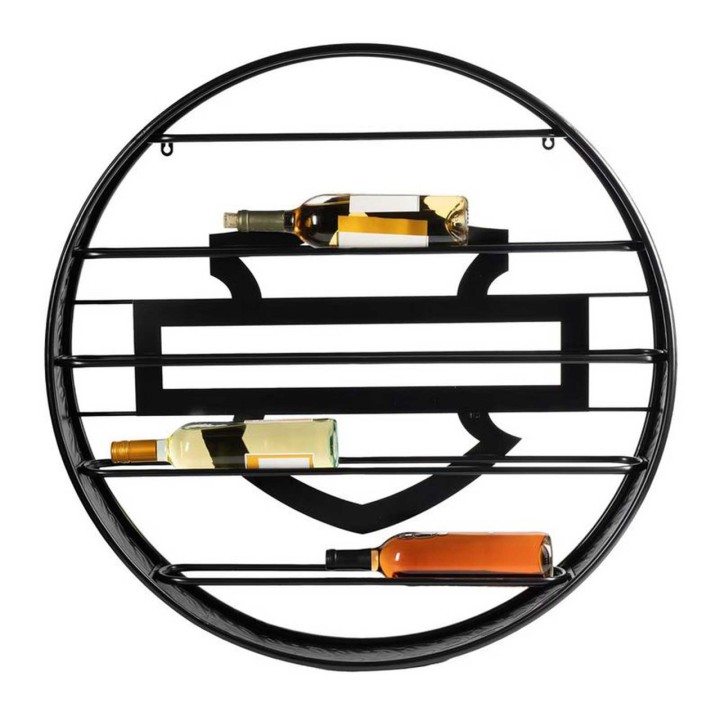 Portabottiglie in metallo con battistrada per pneumatici Harley-Davidson® Open Bar & Shield in rilievo, nero