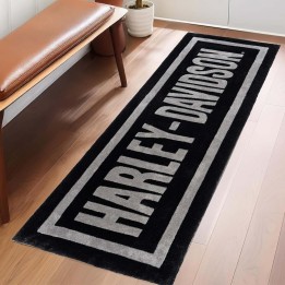 Tappeto da corridoio Harley-Davidson® Bar Font da 6 piedi con pelo spesso in acrilico - Nero/Grigio