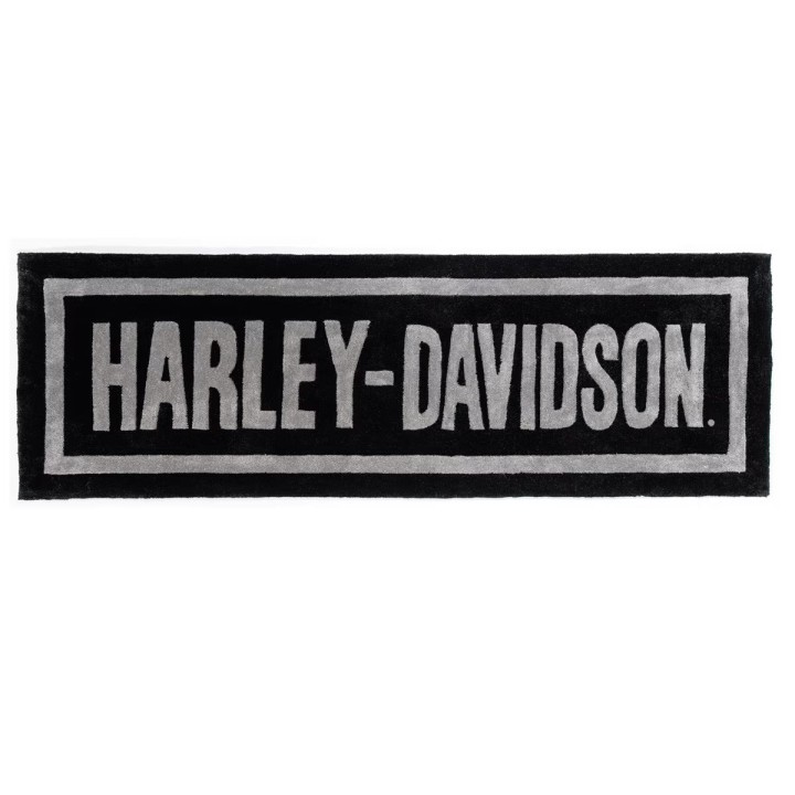 Tappeto da corridoio Harley-Davidson® Bar Font da 6 piedi con pelo spesso in acrilico - Nero/Grigio