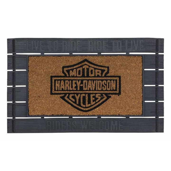 Tappetino di benvenuto Harley-Davidson® Bar & Shield Riders, in gomma e materiale in cocco