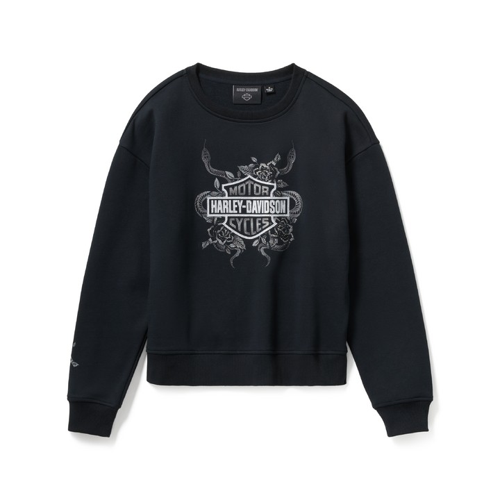Felpa in pile Serpent Rose Bling - Harley Black