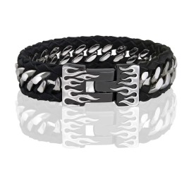 BRACCIALE INFERNO CON INSERTI IN PELLE