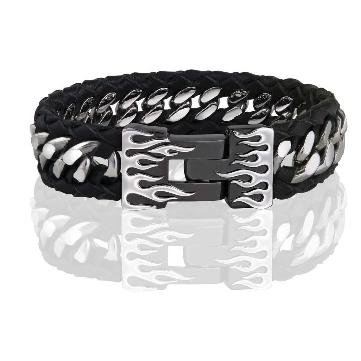 BRACCIALE INFERNO CON INSERTI IN PELLE