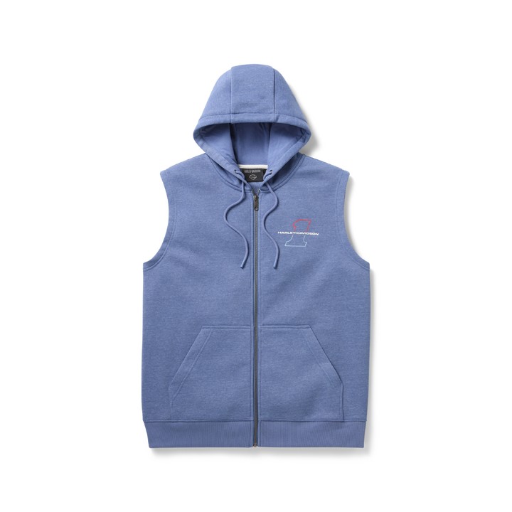 FELPA SENZA MANICHE  CON CAPPUCCIO IN MAGLIA FELPA CON CAPPUCCIO IN MAGLIA  BLU SCURO MELANGE