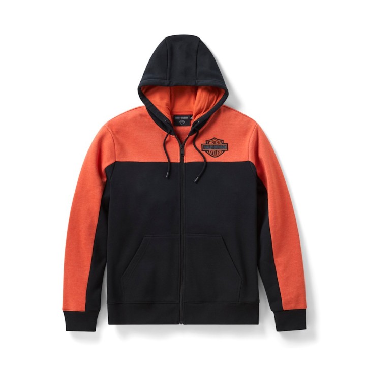 Felpa con cappuccio e zip integrale Color-Block H-D Essential da uomo