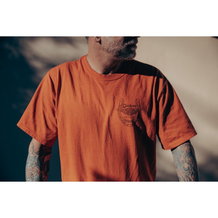 Maglietta tinta a pigmento Dickies x H-D Horsepower Heavyweight - Vintage Orange