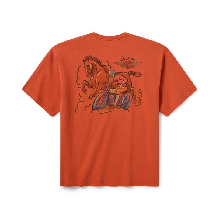 Maglietta tinta a pigmento Dickies x H-D Horsepower Heavyweight - Vintage Orange