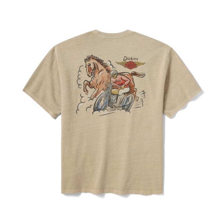 Maglietta tinta a pigmento Dickies x H-D Horsepower Heavyweight - Khaki