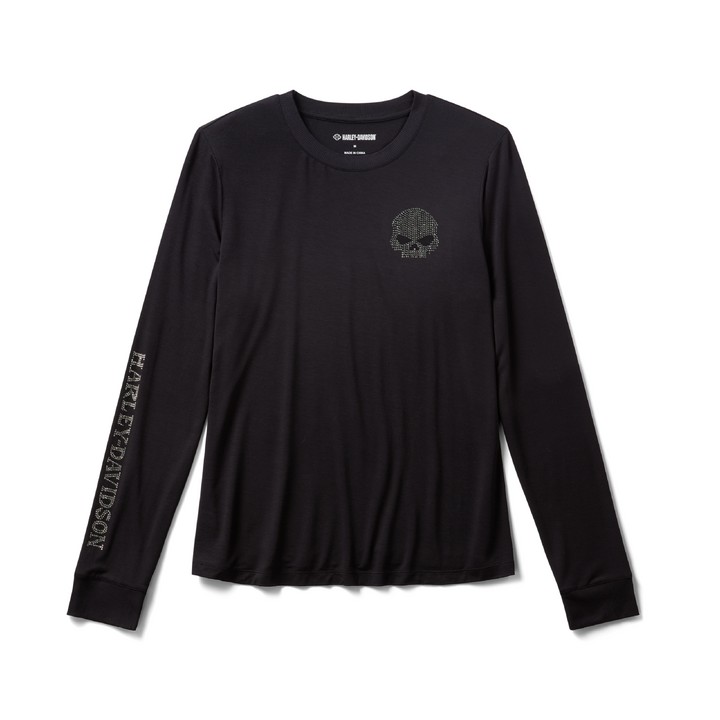 Maglia a maniche lunghe Willie G Skull Bling da donna - Harley Black