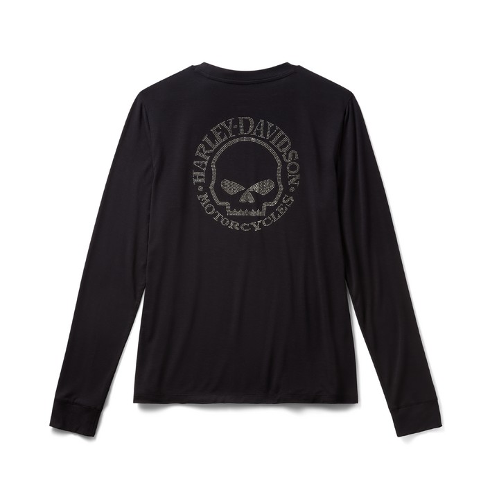 Maglia a maniche lunghe Willie G Skull Bling da donna - Harley Black