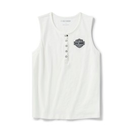 Canotta Henley senza maniche da donna H-D Essential con bottoni a pressione - Cloud Dancer