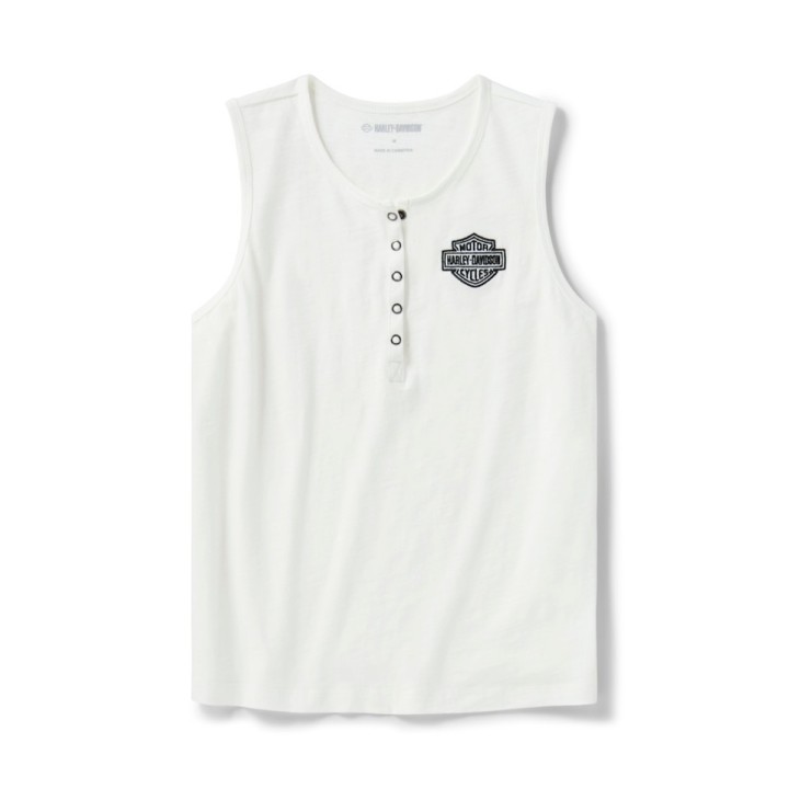Canotta Henley senza maniche da donna H-D Essential con bottoni a pressione - Cloud Dancer